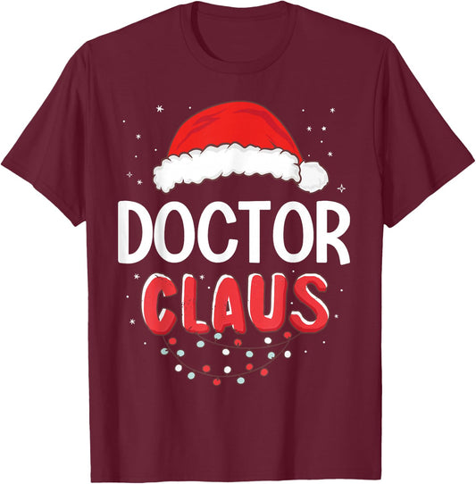 Doctor Santa Claus Christmas Matching Costume T-Shirt - T-Shirt | Maroon
