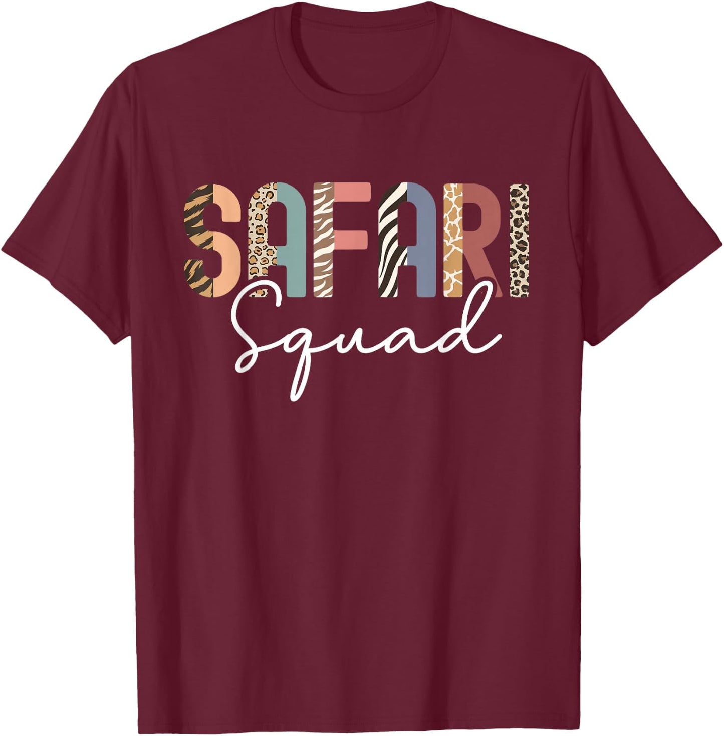 Safari Squad Animal Print African Vacation Matching Family T-Shirt - T-Shirt | Maroon