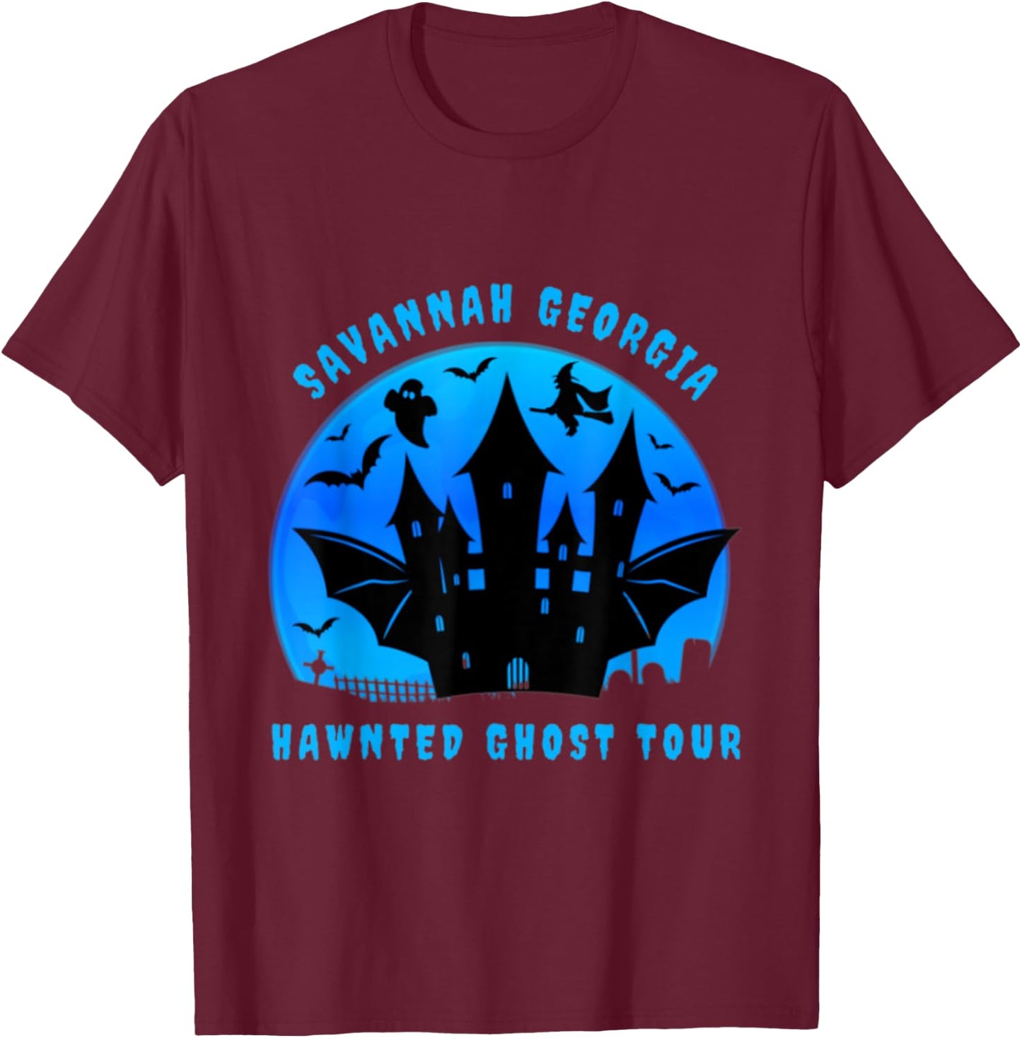 Savannah Georgia Haunted Ghost Tour Funny Halloween T-Shirt - T-Shirt | Maroon