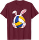 Volleyball Bunny Ears Easter Sport Rabbit T-Shirt - T-Shirt | Maroon