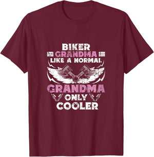 Biker Grandma Motorcycle Vintage Grandmother Motorbike T-Shirt - T-Shirt | Maroon
