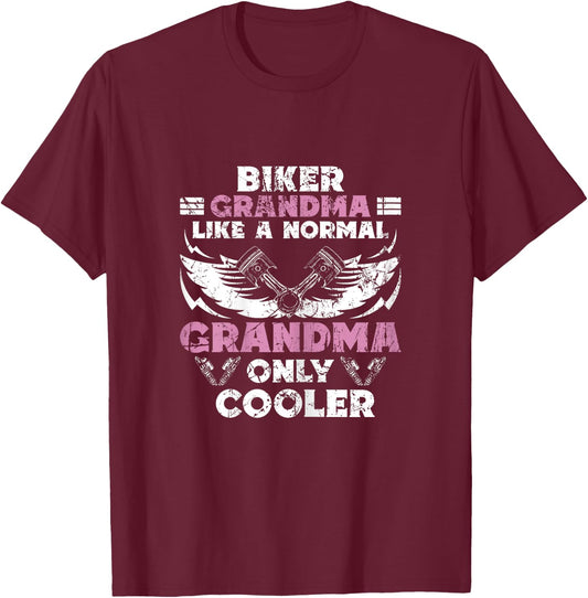 Biker Grandma Motorcycle Vintage Grandmother Motorbike T-Shirt - T-Shirt | Maroon