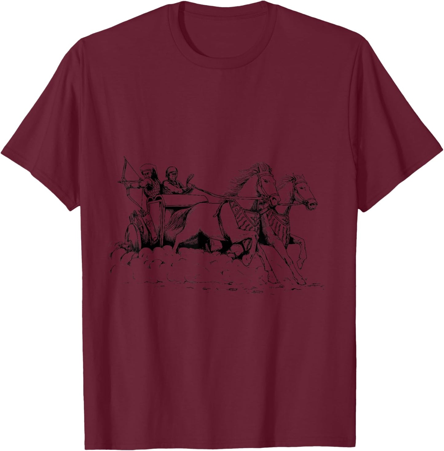 Ancient Egyptian Chariot Illustration T-Shirt - T-Shirt | Maroon