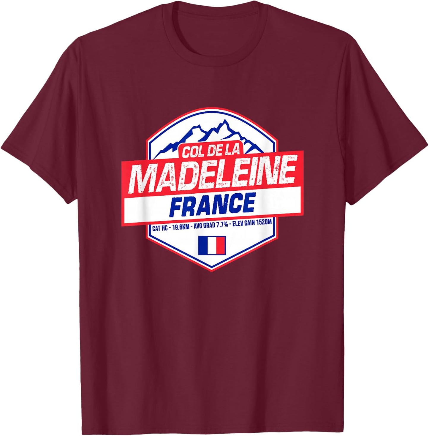 Col de la Madeleine Cycling In France Road Cyclist T-Shirt - T-Shirt | Maroon
