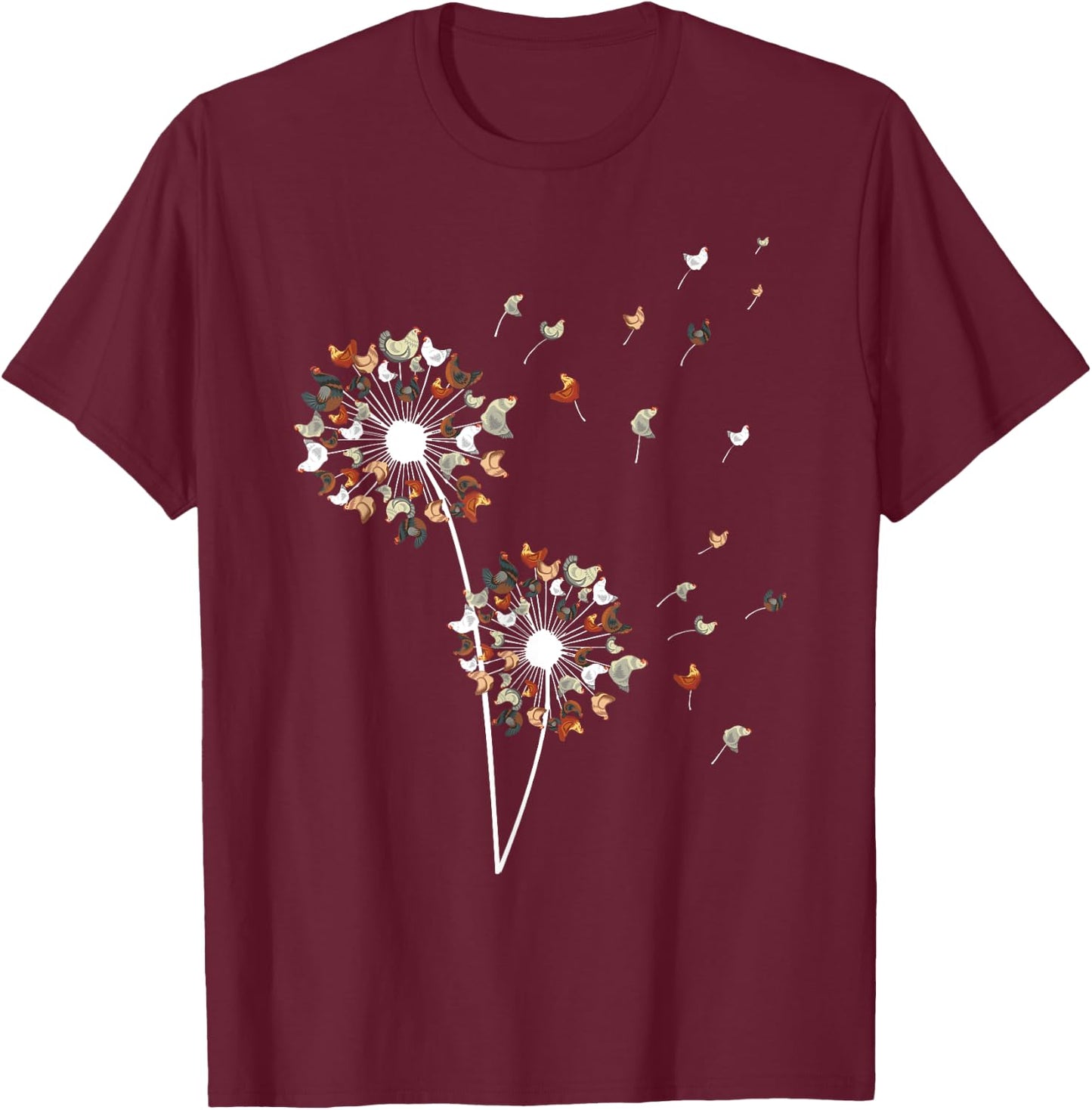 Chicken Art Women Dandelion Lovers Chicken Farmer T-Shirt - T-Shirt | Maroon