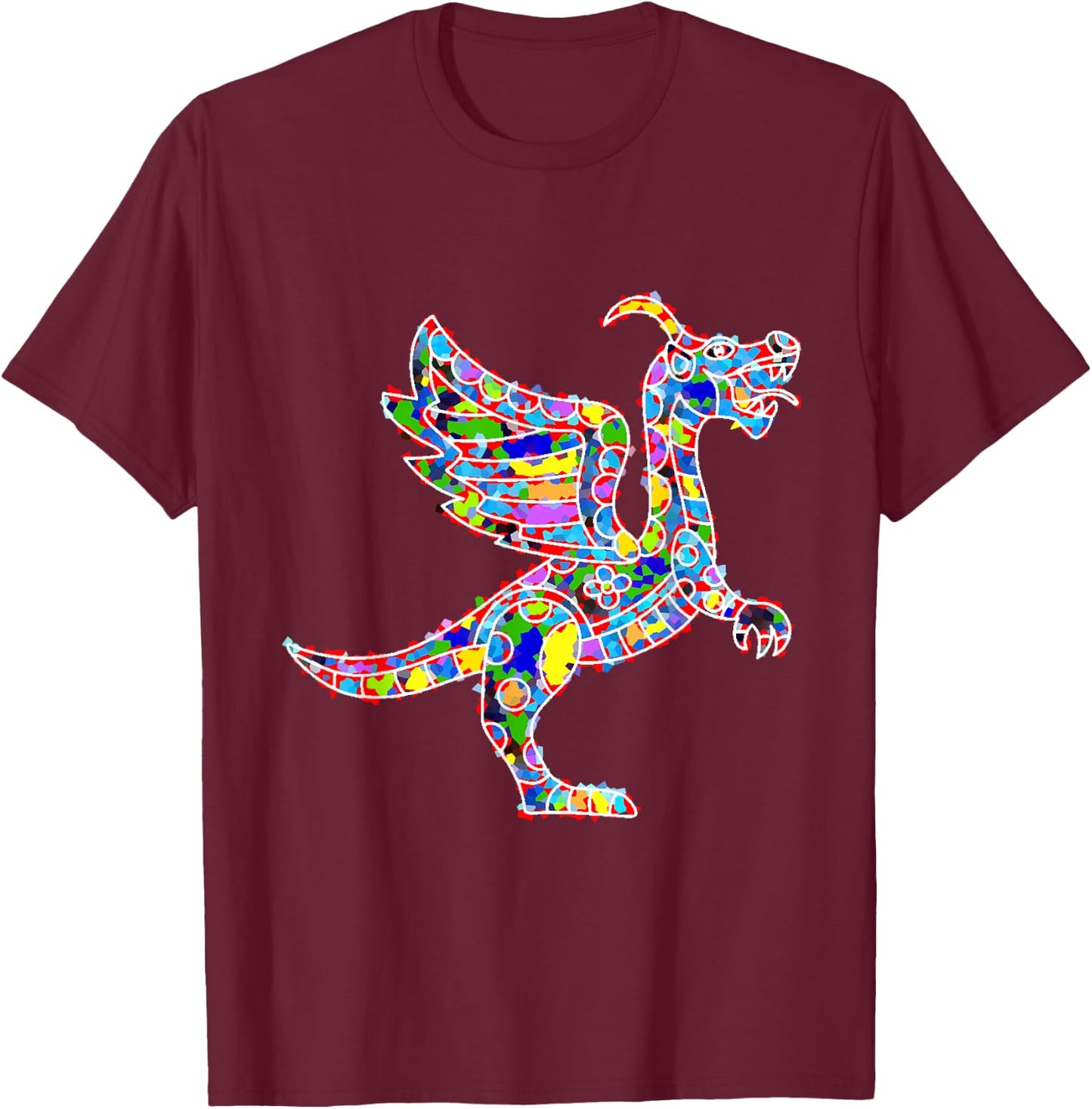 Alebrije Dragon Mexican Folk Art T-Shirt - T-Shirt | Maroon