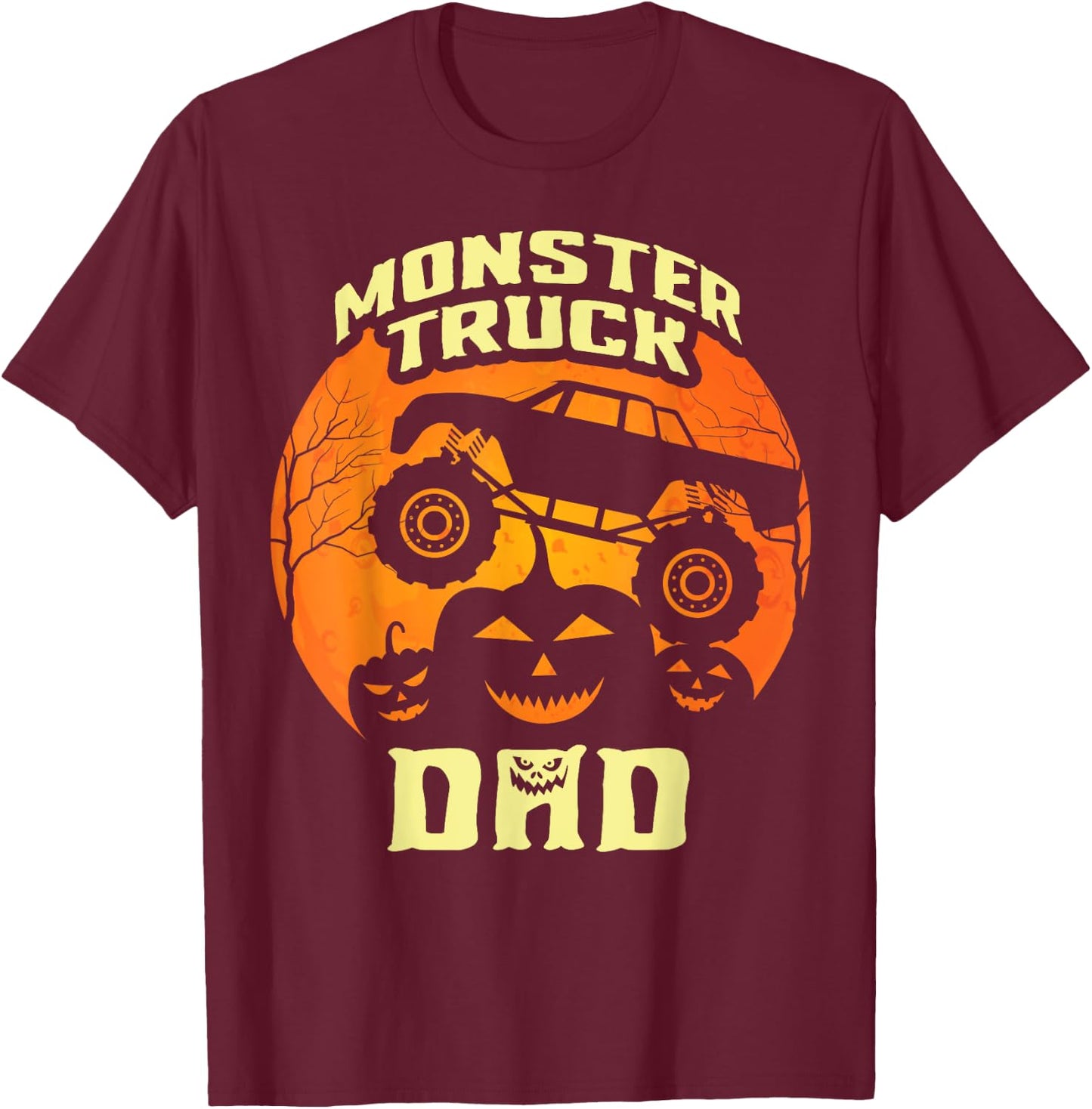 Monster Truck Dad Truck Lovers Pumpkins Halloween Costume T-Shirt - T-Shirt | Maroon