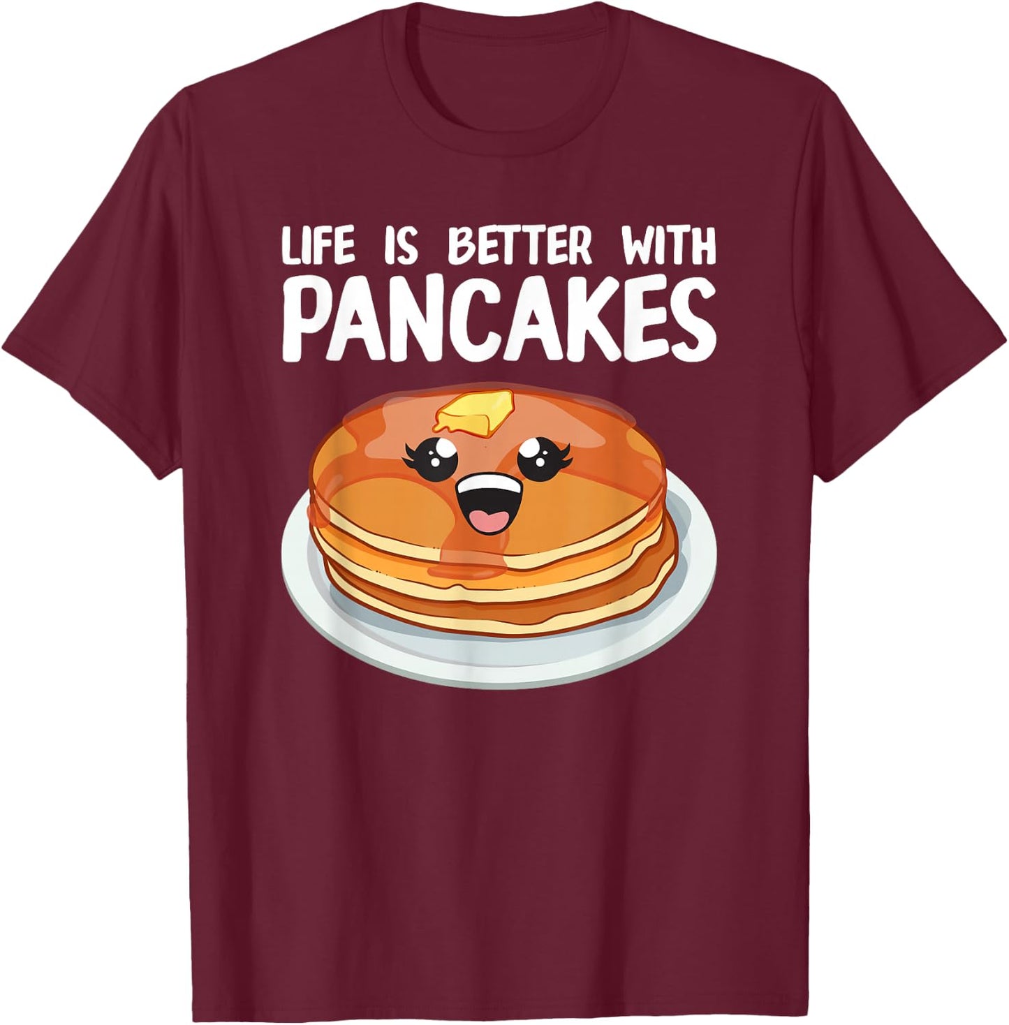 Funny Pancakes Art Men Women Brunch Breakfast Pancake Maker T-Shirt - T-Shirt | Maroon