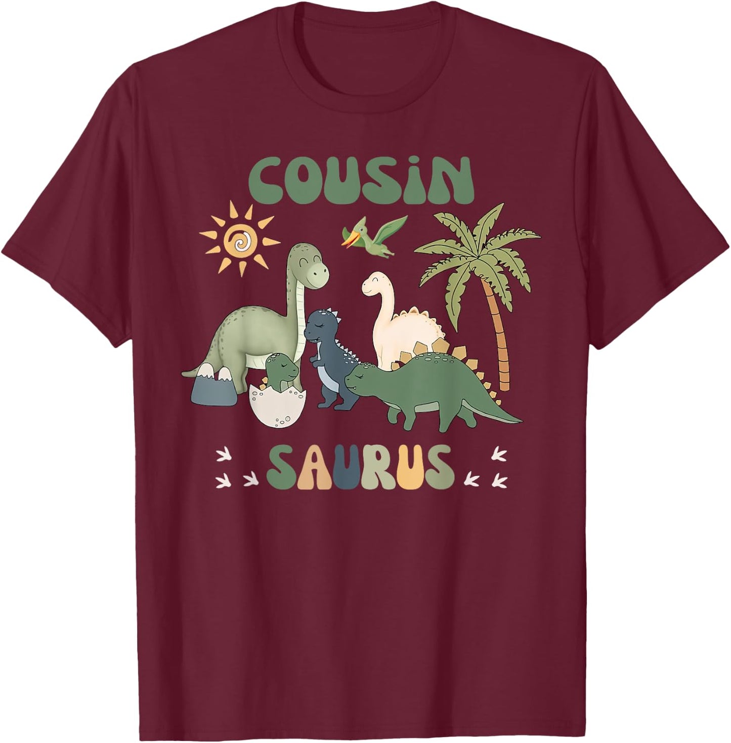 Cousinsaurus T Rex Dinosaur Cousin Saurus Family Matching T-Shirt - T-Shirt | Maroon