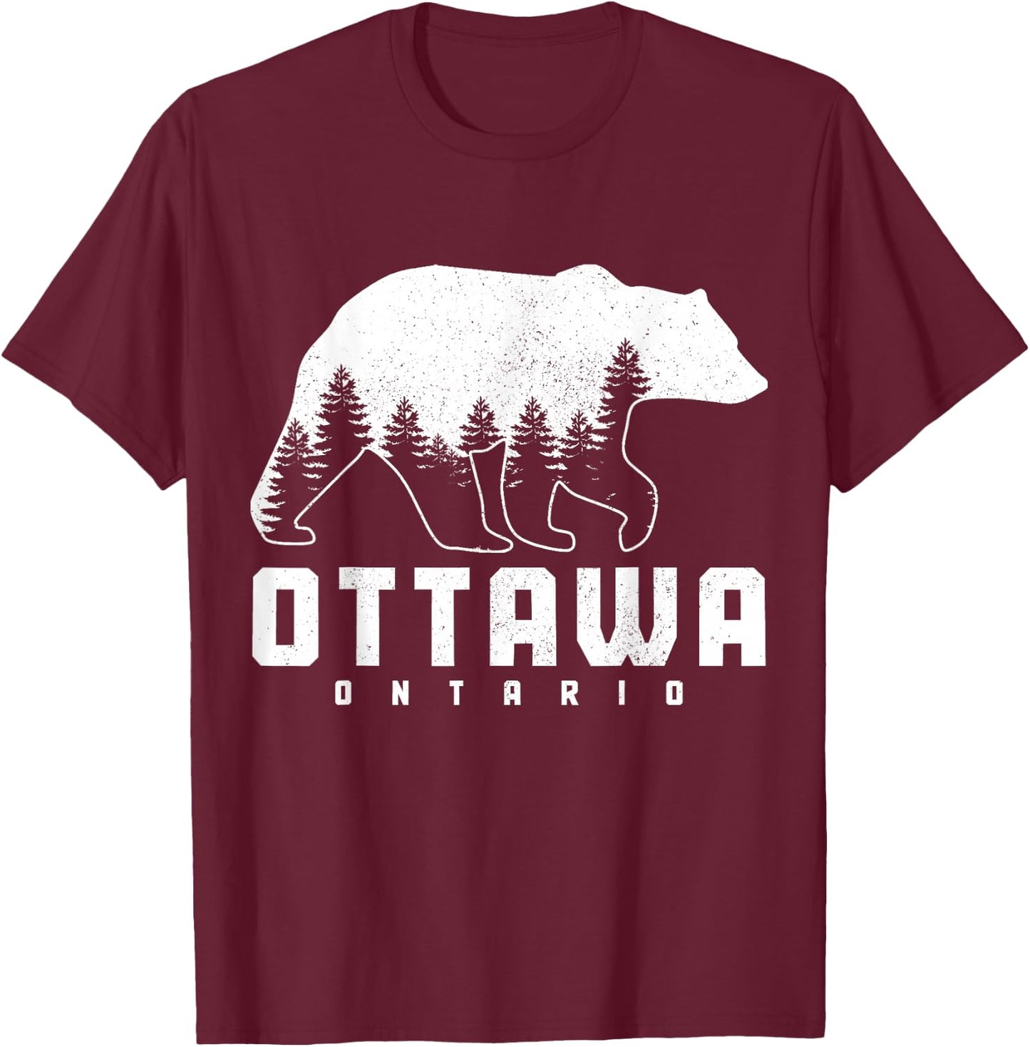 Ottawa Ontario Canada Bear Grizzly Pride Outdoor Vintage T-Shirt - T-Shirt | Maroon