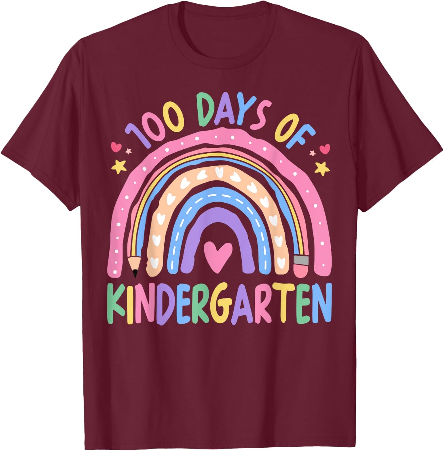 100th Day of Kindergarten Teacher Kids 100 Days Smarter T-Shirt - T-Shirt | Maroon