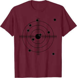 (Image on Back, Plain Front) Target with Shot Holes T-Shirt - T-Shirt | Maroon
