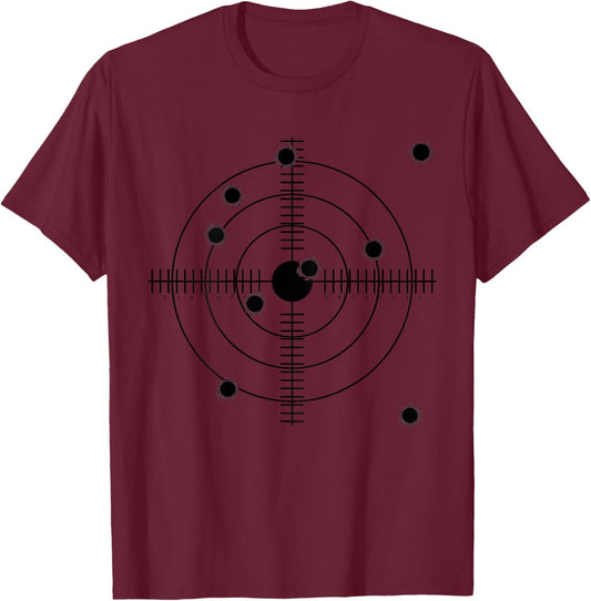 (Image on Back, Plain Front) Target with Shot Holes T-Shirt - T-Shirt | Maroon