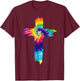 Cross Tie Dye Christian Jesus Hippie Bible Religious T-Shirt - T-Shirt | Maroon