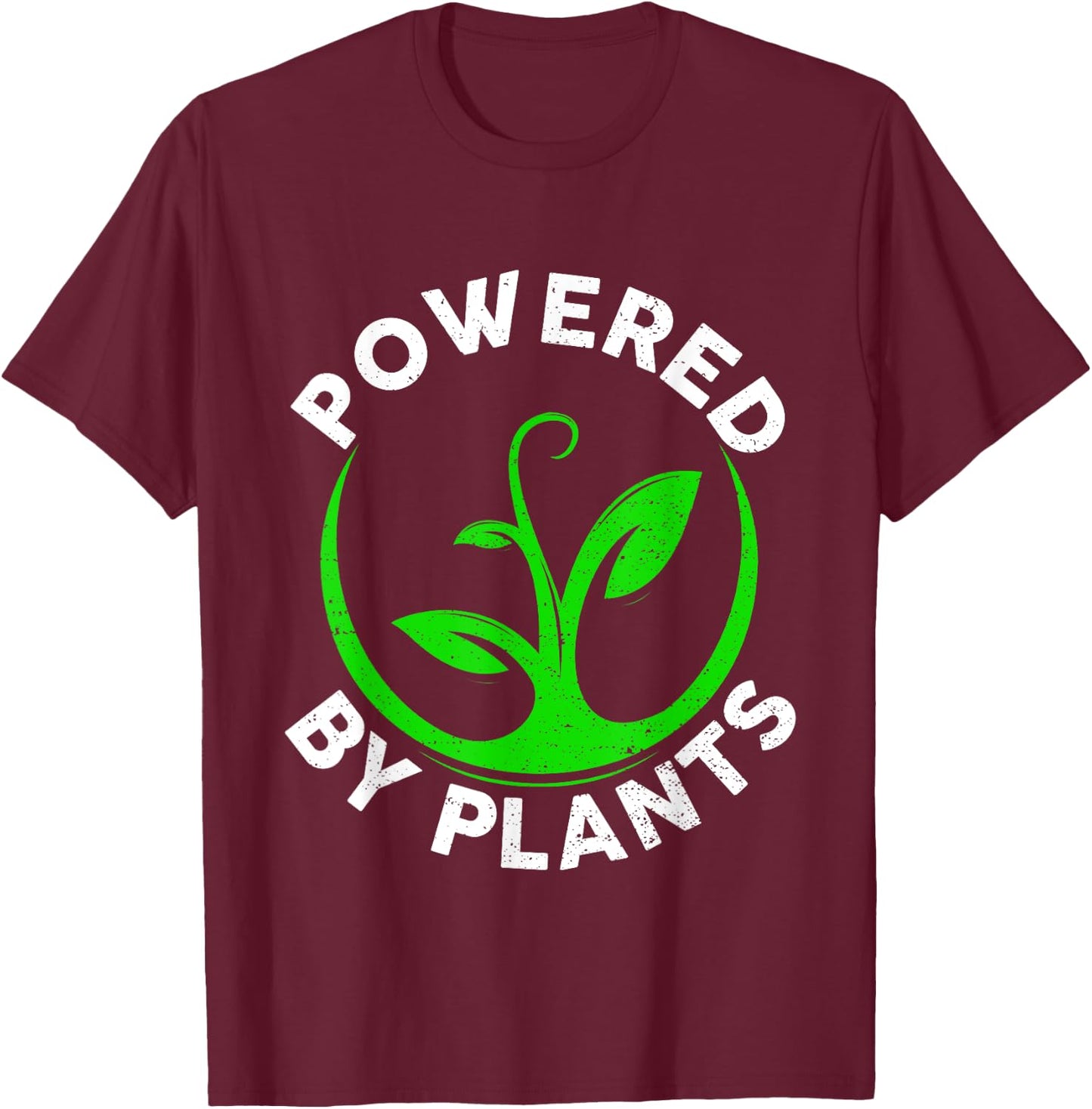 Powered By Cute Plants Funny Retro Workout Vegan Vegetarian T-Shirt - T-Shirt | Maroon