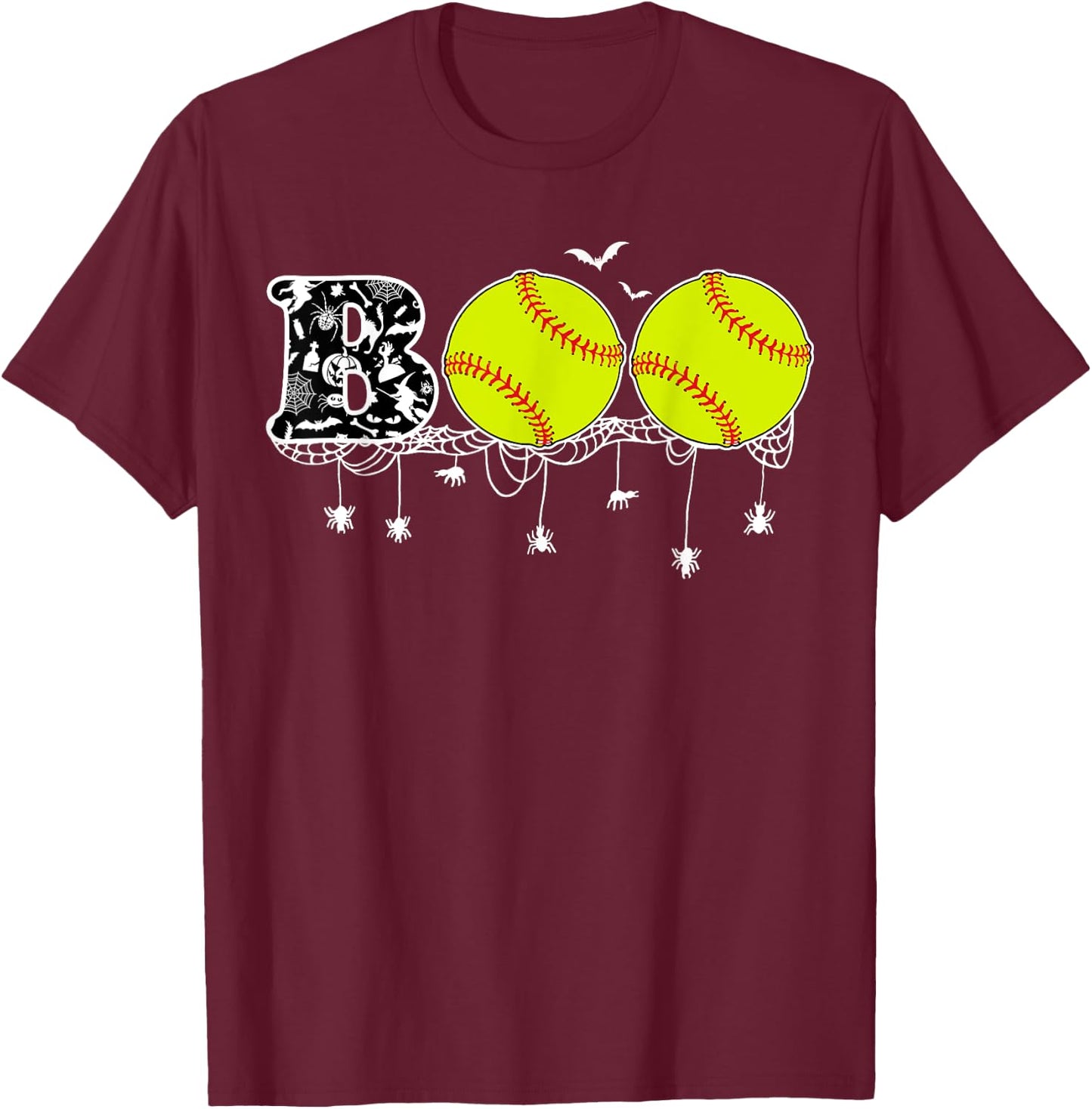 Halloween Softball Lover Boo Baseball Player Women T-Shirt - T-Shirt | Maroon