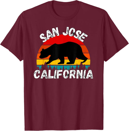 Retro San Jose California Apparel T-Shirt - T-Shirt | Maroon