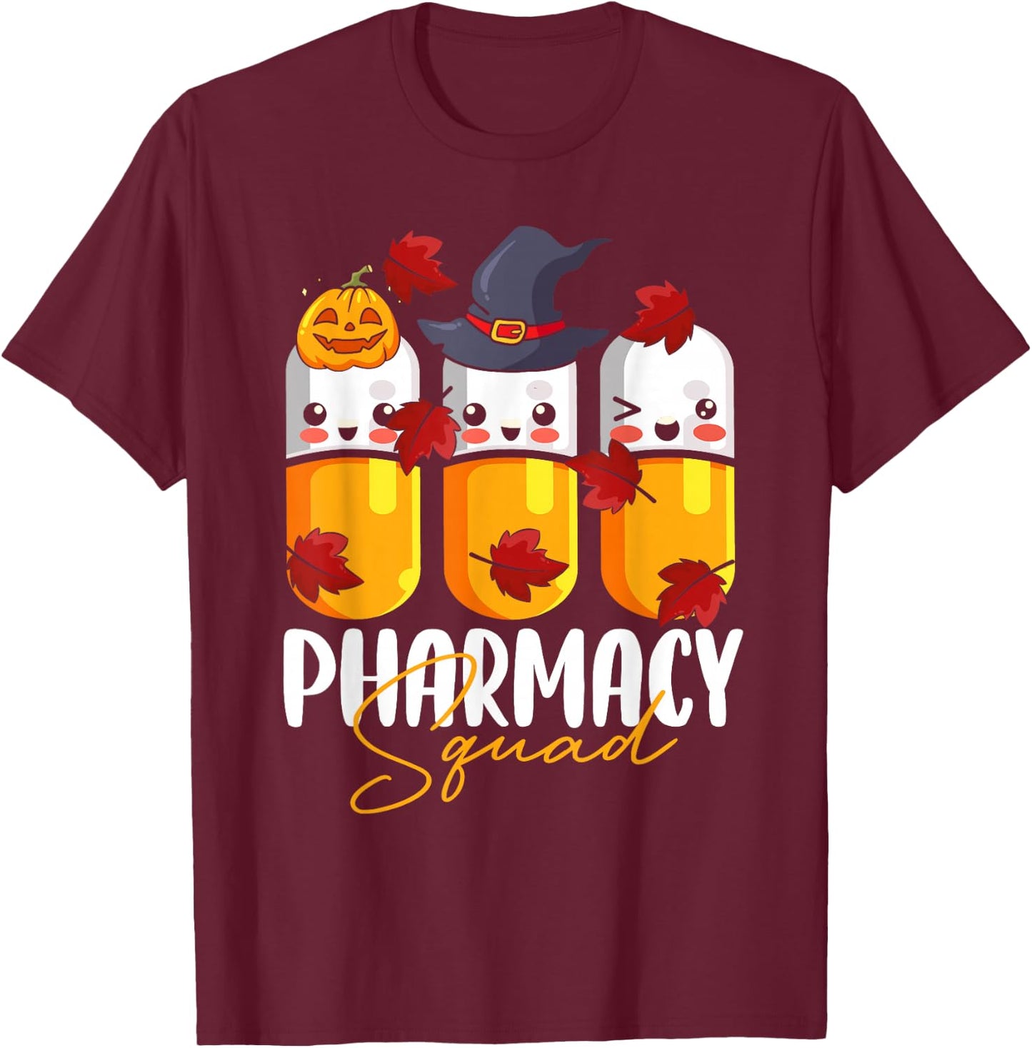 Pharmacy Squad Pharmacist Pumpkin Fall Thanksgiving T-Shirt - T-Shirt | Maroon