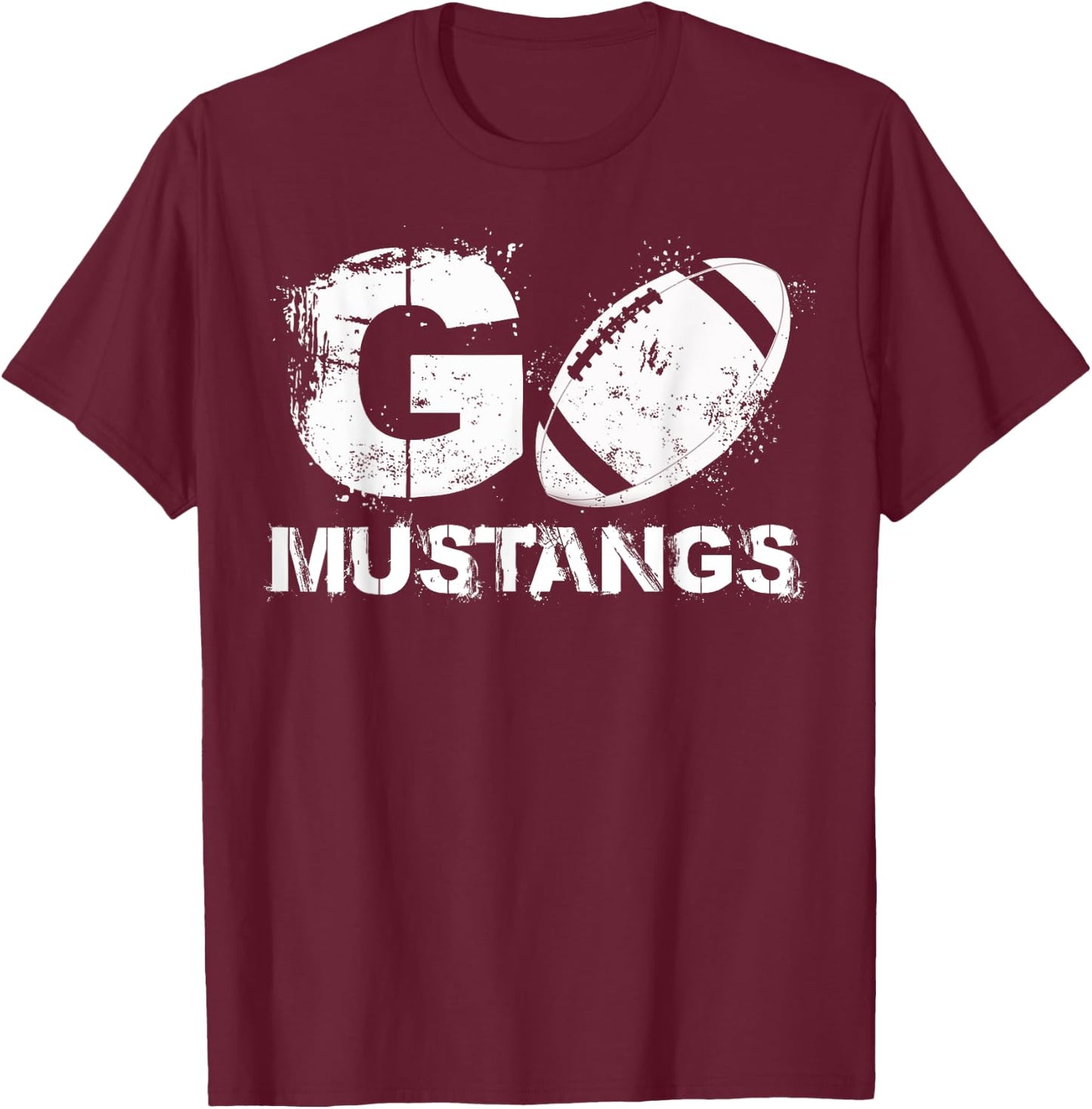 Football Go Mustangs T-Shirt - T-Shirt | Maroon