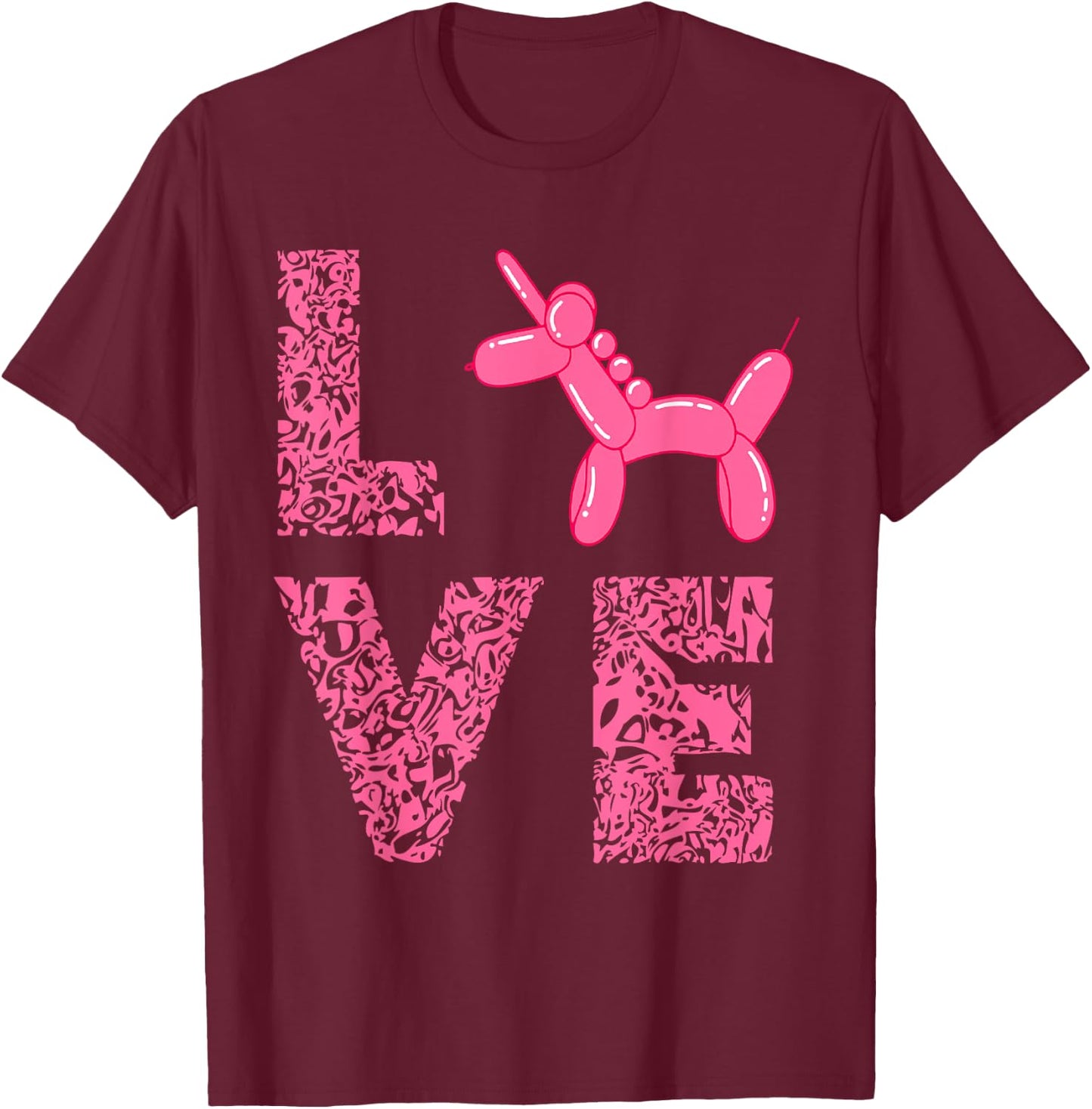 Balloon Twisting Unicorn Love Balloon Artist Balloon Animal T-Shirt - T-Shirt | Maroon