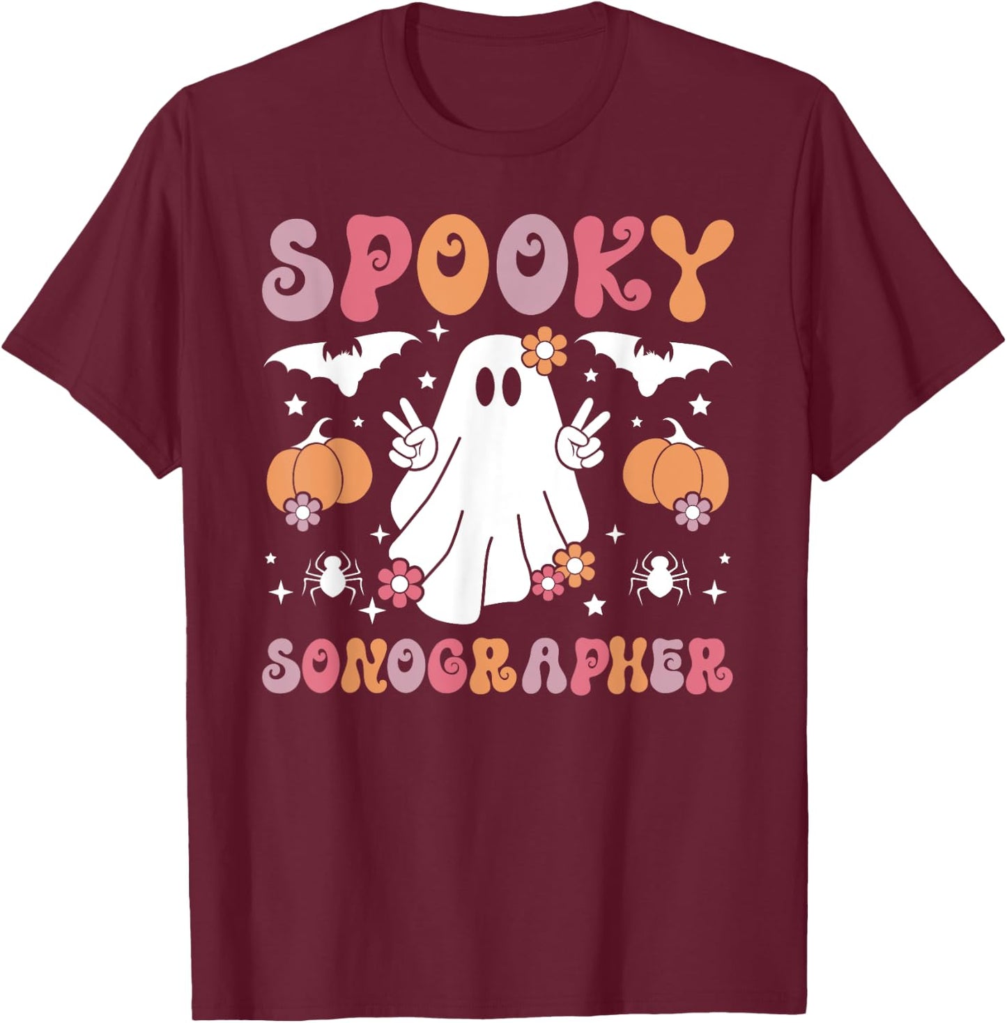 Spooky Sonographer Halloween Sonography T-Shirt - T-Shirt | Maroon