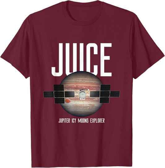 JUICE Jupiter Icy Moons Explorer Mission Souvenir T-Shirt - T-Shirt | Maroon
