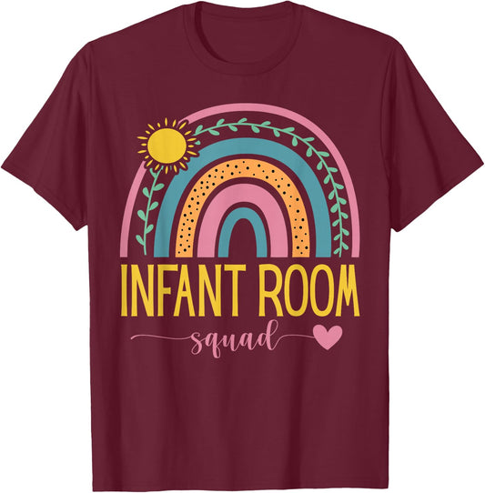 Daycare Provider Toddler Cute Infant Room Teacher Rainbow T-Shirt - T-Shirt | Maroon