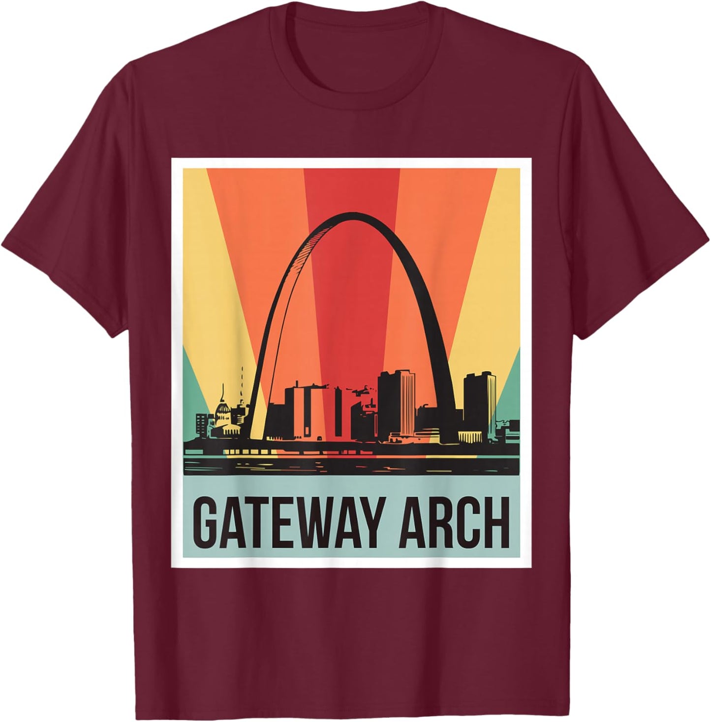 St Louis Vintage Gateway Arch National Park Souvenir T-Shirt - T-Shirt | Maroon