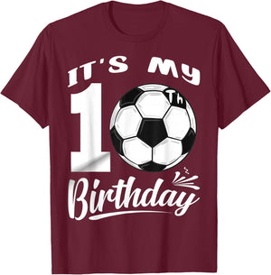 It's My 10th Birthday Soccer Player 10 Bday Party Team T-Shirt - T-Shirt | Maroon