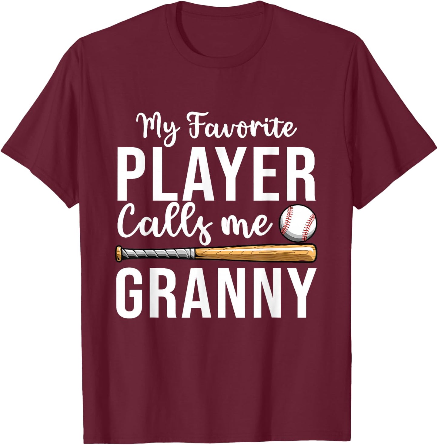 Baseball Granny Shirt, Favorite Baseball Player Grandma T-Shirt - T-Shirt | Maroon