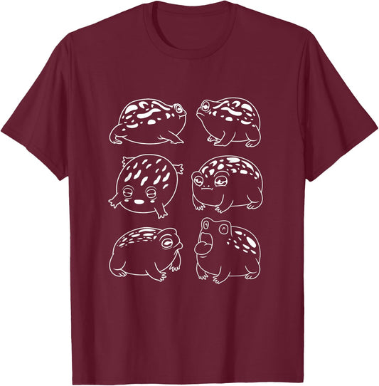 Different Faces Of Frog Kawaii Desert Rain Frog T-Shirt - T-Shirt | Maroon