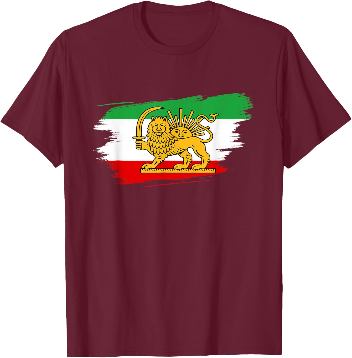 Iran and Iranian Flag Lion Persian T-Shirt - T-Shirt | Maroon