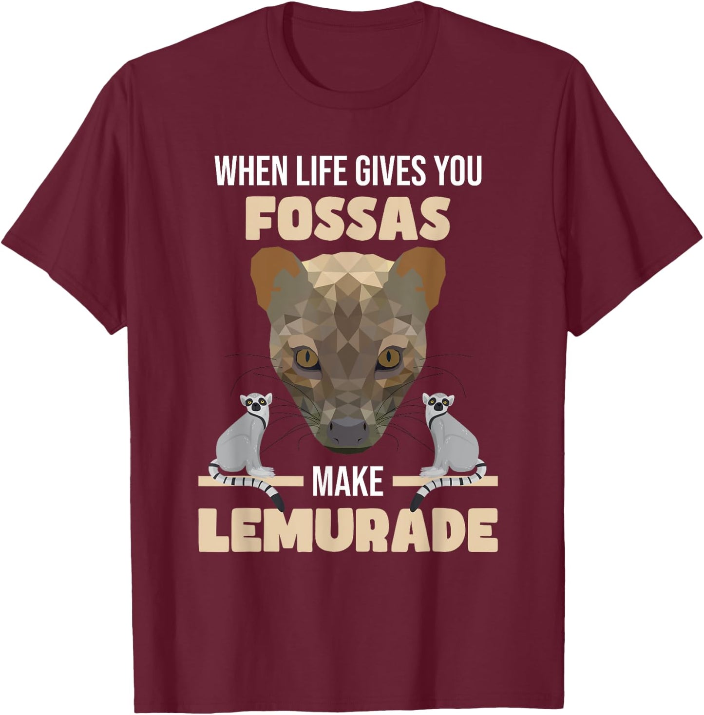 Fossa Hunting Lemurs | Carnivore Fossa Graphic | Madagascar T-Shirt - T-Shirt | Maroon