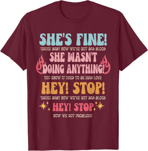 Groovy Retro Music Quotes She Wasn't Doing Anything T-Shirt - T-Shirt | Maroon