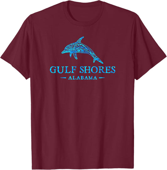 Gulf Shores Alabama Retro Dolphin Boys Girls Toddler T-Shirt - T-Shirt | Maroon
