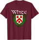 White Surname Irish Clan Tartan Badge Ireland T-Shirt - T-Shirt | Maroon