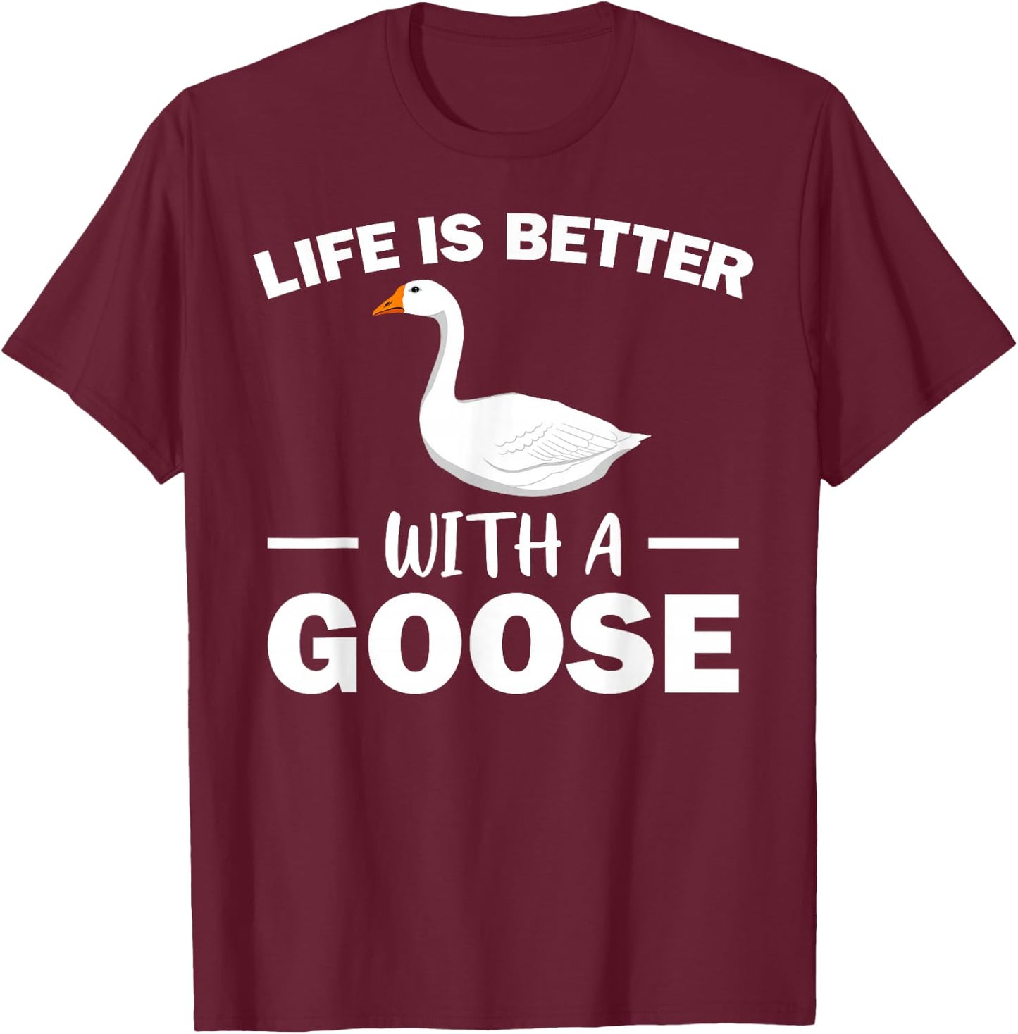 Cute Goose Design Women Toddler Grey White Goose Fan T-Shirt - T-Shirt | Maroon