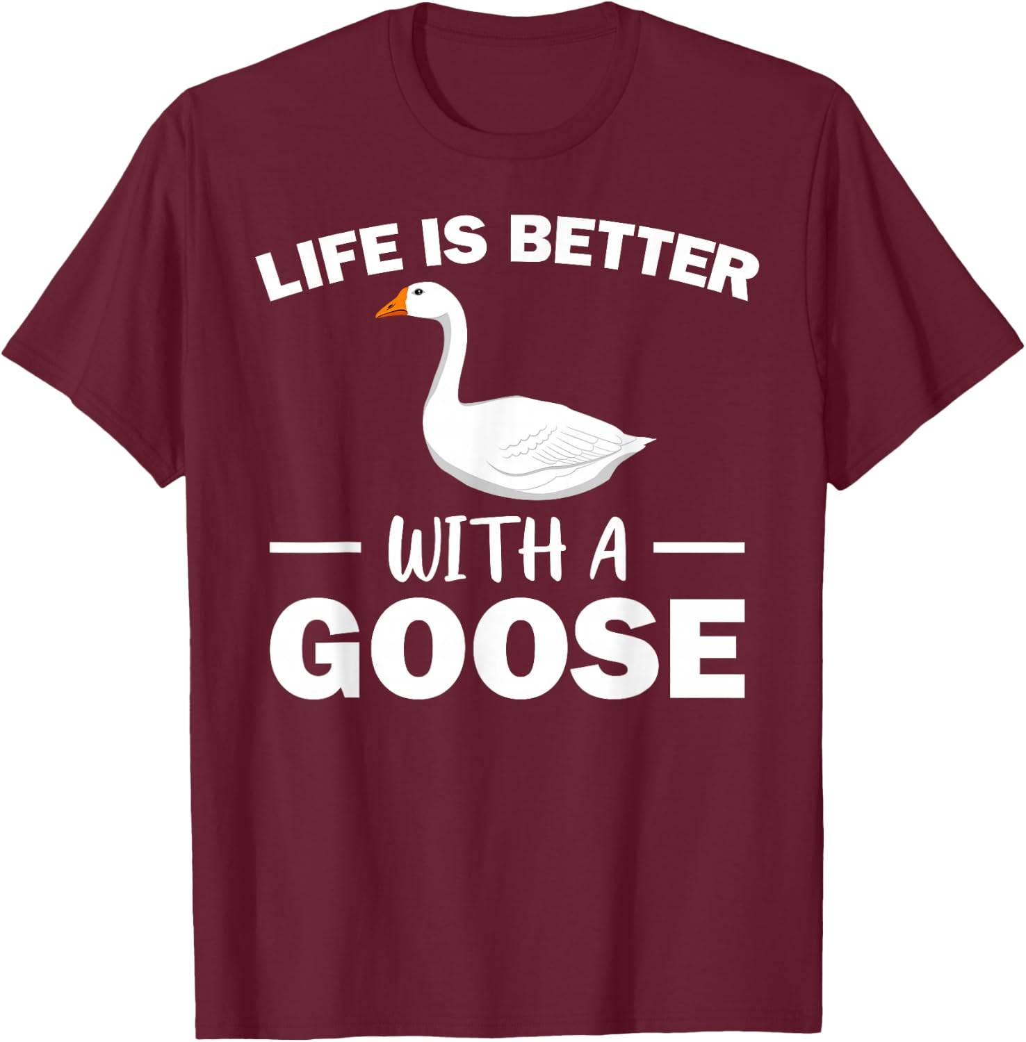 Cute Goose Design Women Toddler Grey White Goose Fan T-Shirt - T-Shirt | Maroon