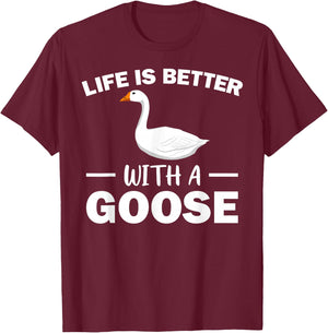Cute Goose Design Women Toddler Grey White Goose Fan T-Shirt - T-Shirt | Maroon