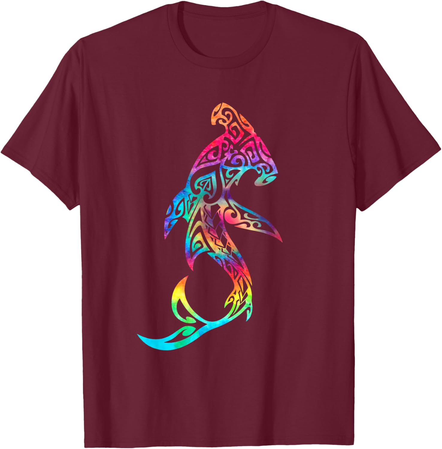 Hawaii Polynesian Tribal Hammerhead Shark Aloha Ocean T-Shirt - T-Shirt | Maroon