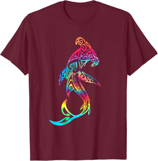 Hawaii Polynesian Tribal Hammerhead Shark Aloha Ocean T-Shirt - T-Shirt | Maroon