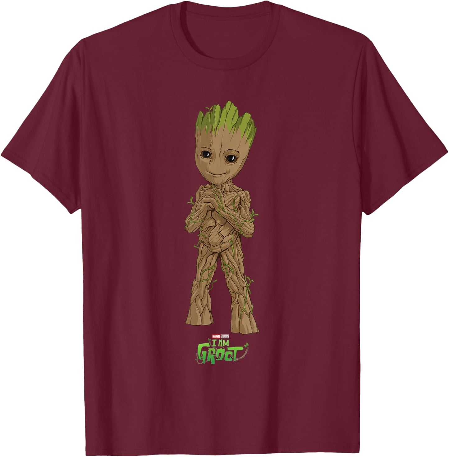 Marvel I Am Groot Super Cute Seedling Superhero Poster T-Shirt - T-Shirt | Maroon