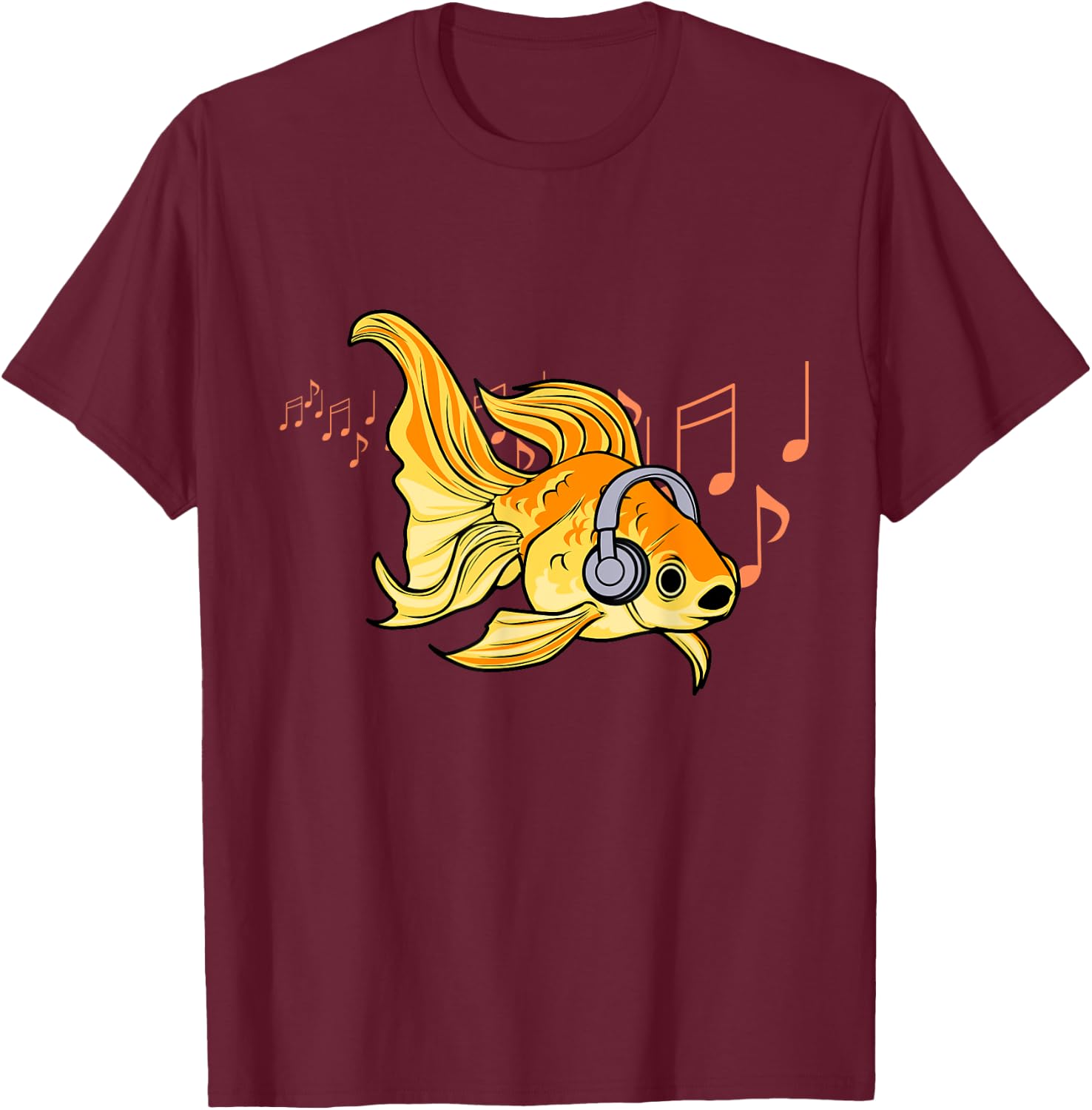 Goldfish Listening Music Headphones Musician T-Shirt - T-Shirt | Maroon
