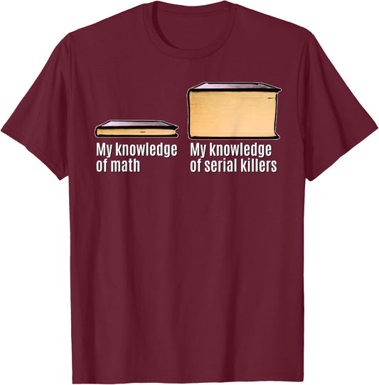 Funny True Crime Meme My Knowledge About Serial Killers T-Shirt - T-Shirt | Maroon