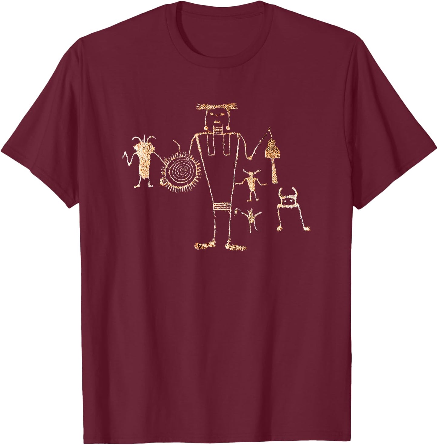 Shaman, Spiral Petroglyph. T-Shirt - T-Shirt | Maroon