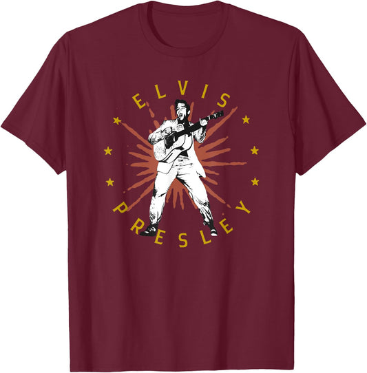 Elvis Presley Gold Rust Star T-Shirt - T-Shirt | Maroon