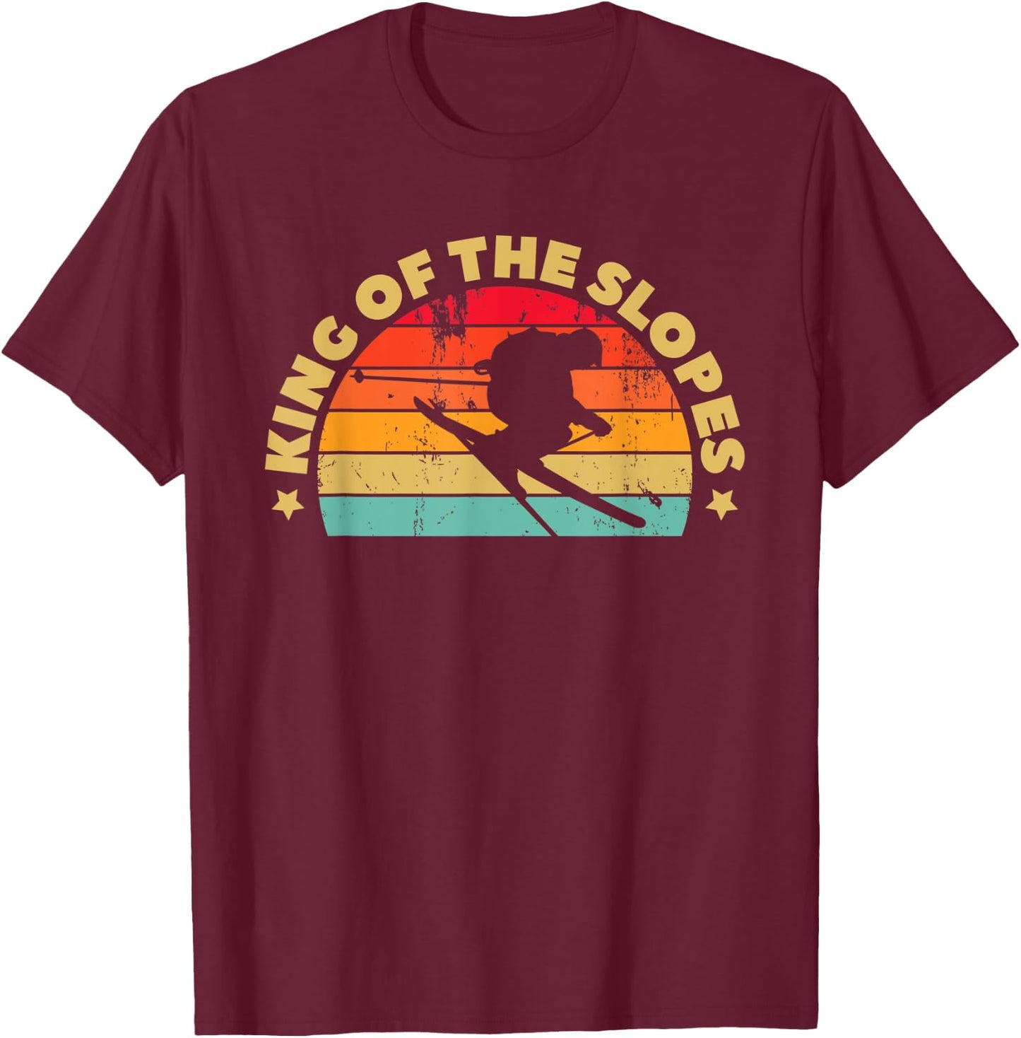 Skiing Funny Skier King Of The Slopes Ski T-Shirt - T-Shirt | Maroon