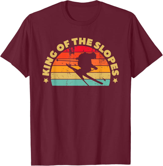Skiing Funny Skier King Of The Slopes Ski T-Shirt - T-Shirt | Maroon