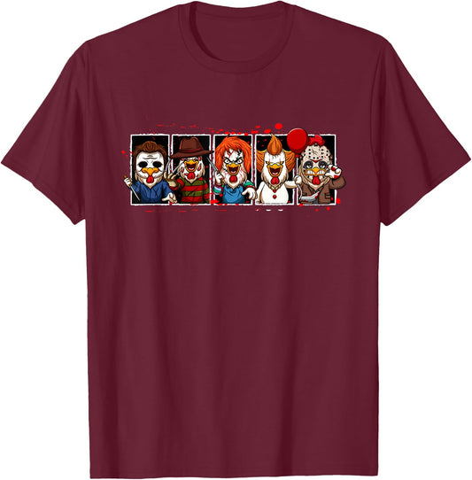My Little Horror Crew - Halloween Horror Movies Chicken T-Shirt - T-Shirt | Maroon