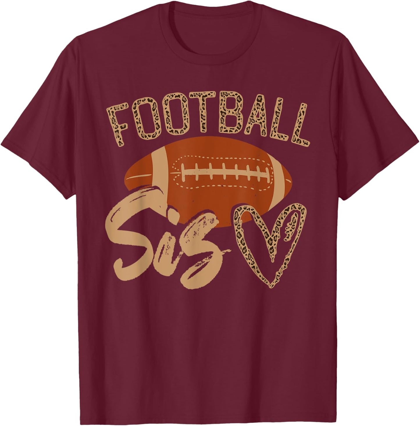 Football Sister Leopard Family Matching Outfit T-Shirt - T-Shirt | Maroon